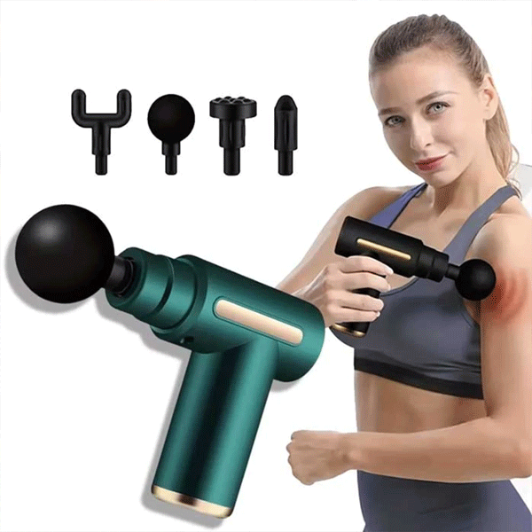 A 5-in-1 rechargeable gun massager