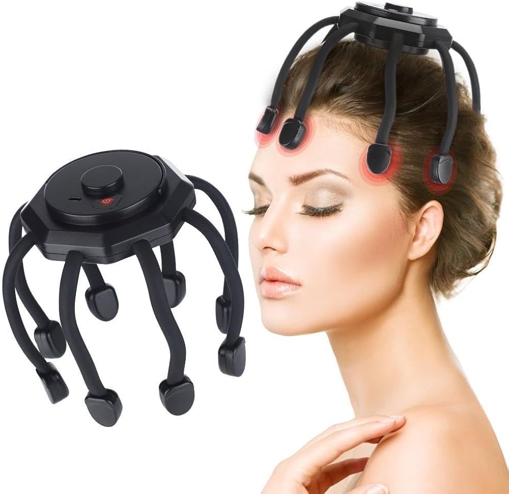 Hands Free Rechargeable Octopus Scalp Massager Vibrating Electric Head Massager